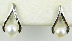 Signed Sterling Pearl Drop Earrings