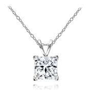 925 Silver 7mm Princess-cut Solitaire Necklace created with Swarovski Zirconia