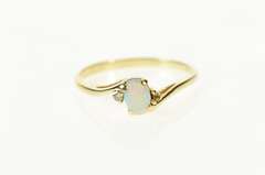 10K Yellow Gold Opal Diamond Accent Classic Bypass Ring