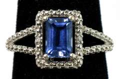 Beautiful Sapphire Ring in White Gold, Size 2-3/4