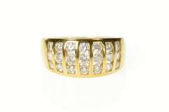 14K Yellow Gold Graduated Striped Channel CZ Statement Band Ring