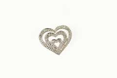 10K White Gold Diamond Layered Look Heart Love Symbol Pendant