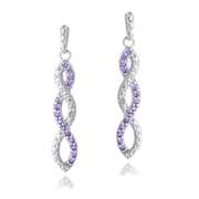 Sterling Silver 1/2ct Amethyst & Diamond Accent Triple Infinity Dangle Earrings