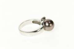 18K White Gold Tahitian Pearl Diamond Accent Statement Ring