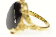 14K Yellow Gold 1960's Black Onyx Oval Statement Ring