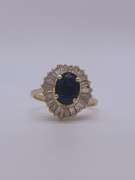 14kt Gold Blue Sapphire & Diamond Cocktail Ring
