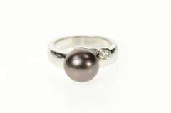 18K White Gold Tahitian Pearl Diamond Accent Statement Ring