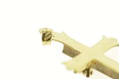 14K Yellow Gold Diamond Ornate Retro Cross Christian Faith Pendant