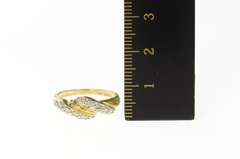 14K Yellow Gold Wavy Diamond Inset Classic Statement Band Ring