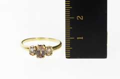 14K Yellow Gold Brown Green Color Change Garnet Three Stone Ring