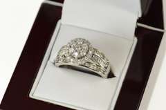10K White Gold 0.99 Ctw Diamond Halo Classic Engagement Ring