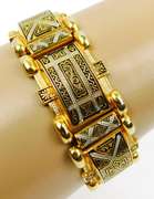 Exquisite Vintage Damascene Panel Link Bracelet