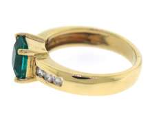 Spectacular 18kt Square Emerald Cut Emerald and Diamond Ring