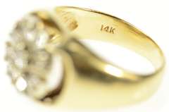 14K Yellow Gold 0.65 Ctw Classic Round Diamond Cluster Ring
