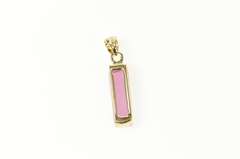 Gold Plated Pink Glass Squared Simple Statement Pendant