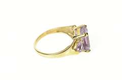 10K Yellow Gold Three Stone Amethyst Emerald Trillion Ring