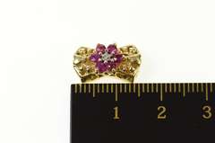 14K Yellow Gold Flower Ruby Diamond Slide Bracelet Charm/Pendant