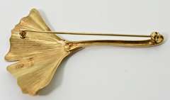 Artistic Ginkgo Leaf 14K Brooch