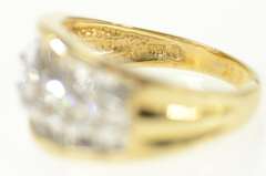10K Yellow Gold Graduated Tiered Row CZ Statement Band Ring