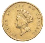 1854 $1.00 Indian Princess Head Gold Dollar