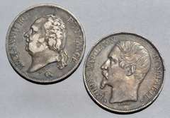 Toned 1816 B & 1852 A Napoleon 5 Francs