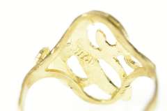 10K Yellow Gold Grooved C Monogram Letter Initial Statement Ring