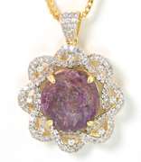 Gorgeous  Huge 46.00CTS Cabochon-Cut Star Ruby & White Sapphire Necklace in Vermeil