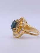 14kt Gold Blue Sapphire & Diamond Cocktail Ring