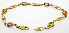 Multi Gemstone 14kt Gold Bracelet