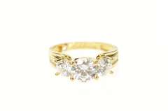 14K Yellow Gold Three Stone Classic Travel Engagement Ring