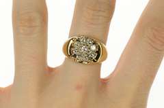 14K Yellow Gold 0.65 Ctw Classic Round Diamond Cluster Ring