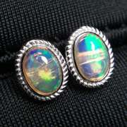 ETHIOPIAN OPAL 1.00 CT ETHIOPIAN OPAL STERLING SILVER EARRINGS