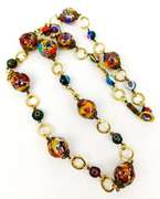 Vintage Long Italian Millefiori Bead Necklace