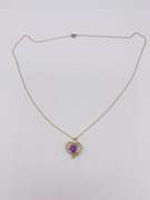 14kt Yellow Gold Amethyst & Diamond Pendant Necklace