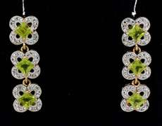Sparkling Peridot & Topaz Dangle Earrings in Vermeil