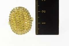 14K Yellow Gold Oval Pave Citrine Prasiolite Halo Statement Ring