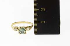 14K Yellow Gold 1940's Sim. Blue Topaz CZ Classic Statement Ring