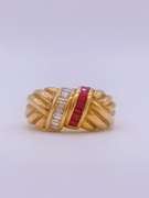 18kt Gold Ruby & Diamond Cocktail Band Ring