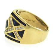 Memorable Natural Blue Sapphire and Diamond Lattice Design Ring