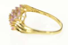 10K Yellow Gold Pink Topaz Wavy Cluster Statement Bypass Ring