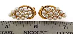 Lovely Pearl Cluster 14kt Earrings