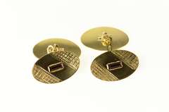 18K Yellow Gold Emerald Cut Syn. Ruby Retro Oval Men's Cuff Links
