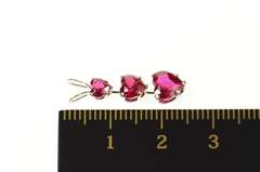 10K White Gold Tiered Syn. Ruby Heart Valentine Pendant