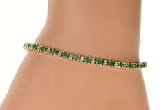 14K Yellow Gold Classic Emerald Diamond Accent Tennis Bracelet