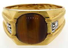 Elegant 14kt Men's Tigers Eye Ring