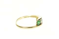 14K Yellow Gold Graduated Emerald CZ Bypass Statement Ring