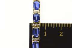 10K Yellow Gold Emerald Cut Syn. Sapphire Diamond Accent Bracelet