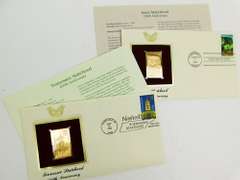 4 1st Day Issues & 22KT Gold Replica Stamps