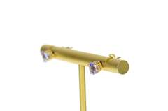 14K Yellow Gold Oval Tanzanite Classic Simple Stud Earrings