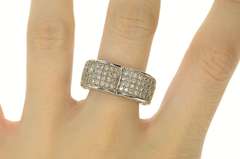 14K White Gold 2.02 Ctw Pave Diamond Heart Statement Band Ring